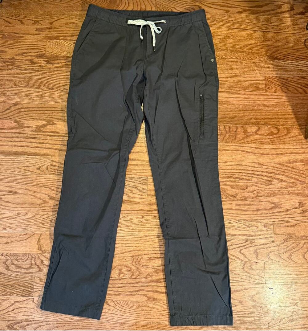 Vuori Men’s Medium Organic Cotton Drawstring Pants Charcoal Stretch Casual